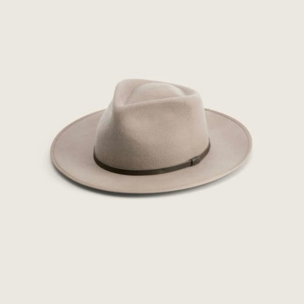 Will + Bear Calloway Fawn Fedora Hat Beige Wool Felt Wide Brim Boho